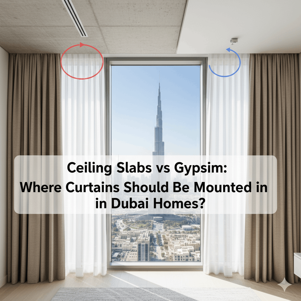 Ceiling Slabs vs Gypsum: Where Curtains Should Be Mounted in Dubai Homes?