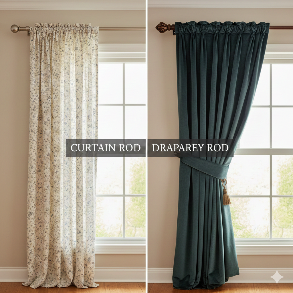 Difference Between a Curtain Rod and a Drapery Rod